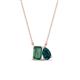 1 - Arika 1.31 ctw Emerald Shape Created Alexandrite with Pear Shape London Blue Topaz Toi Et Moi Women Pendant Necklace 