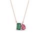 1 - Arika 1.26 ctw Emerald Shape Created Alexandrite with Pear Shape Pink Tourmaline Toi Et Moi Women Pendant Necklace 