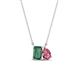 1 - Arika 1.26 ctw Emerald Shape Created Alexandrite with Pear Shape Pink Tourmaline Toi Et Moi Women Pendant Necklace 