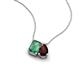 3 - Arika 1.36 ctw Emerald Shape Created Alexandrite with Pear Shape Red Garnet Toi Et Moi Women Pendant Necklace 