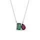 1 - Arika 1.36 ctw Emerald Shape Created Alexandrite with Pear Shape Rhodolite Garnet Toi Et Moi Women Pendant Necklace 