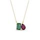 1 - Arika 1.36 ctw Emerald Shape Created Alexandrite with Pear Shape Rhodolite Garnet Toi Et Moi Women Pendant Necklace 