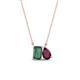1 - Arika 1.36 ctw Emerald Shape Created Alexandrite with Pear Shape Rhodolite Garnet Toi Et Moi Women Pendant Necklace 