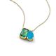 3 - Arika 1.06 ctw Emerald Shape Created Alexandrite with Pear Shape Turquoise Toi Et Moi Women Pendant Necklace 