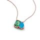 3 - Arika 1.06 ctw Emerald Shape Created Alexandrite with Pear Shape Turquoise Toi Et Moi Women Pendant Necklace 