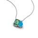 3 - Arika 1.06 ctw Emerald Shape Created Alexandrite with Pear Shape Turquoise Toi Et Moi Women Pendant Necklace 