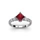2 - Alicia Diamond and Princess Cut Lab Created Ruby Engagement Ring 