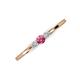 3 - Shirley 3.50 mm Round Pink Tourmaline and Diamond Three Stone Engagement Ring 
