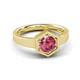 3 - Dinah 0.87 ct Pink Tourmaline Women Hexagonal Signet Solitaire Engagement Ring 