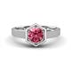 1 - Dinah 0.87 ct Pink Tourmaline Women Hexagonal Signet Solitaire Engagement Ring 