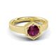 3 - Dinah 1.00 ct Rhodolite Garnet Women Hexagonal Signet Solitaire Engagement Ring 