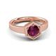 3 - Dinah 1.00 ct Rhodolite Garnet Women Hexagonal Signet Solitaire Engagement Ring 