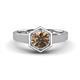 1 - Dinah 1.00 ct Smoky Quartz Women Hexagonal Signet Solitaire Engagement Ring 