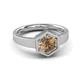 3 - Dinah 1.00 ct Smoky Quartz Women Hexagonal Signet Solitaire Engagement Ring 