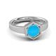 3 - Dinah 0.62 ct Turquoise Women Hexagonal Signet Solitaire Engagement Ring 