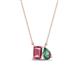 1 - Arika 1.09 ctw Emerald Shape Pink Tourmaline with Pear Shape Created Alexandrite Toi Et Moi Women Pendant Necklace 