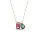 1 - Arika 1.09 ctw Emerald Shape Pink Tourmaline with Pear Shape Created Alexandrite Toi Et Moi Women Pendant Necklace 