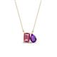1 - Arika 1.00 ctw Emerald Shape Pink Tourmaline with Pear Shape Amethyst Toi Et Moi Women Pendant Necklace 
