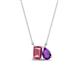 1 - Arika 1.00 ctw Emerald Shape Pink Tourmaline with Pear Shape Amethyst Toi Et Moi Women Pendant Necklace 