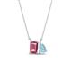 1 - Arika 0.95 ctw Emerald Shape Pink Tourmaline with Pear Shape Aquamarine Toi Et Moi Women Pendant Necklace 