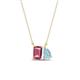1 - Arika 0.95 ctw Emerald Shape Pink Tourmaline with Pear Shape Aquamarine Toi Et Moi Women Pendant Necklace 