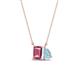 1 - Arika 0.95 ctw Emerald Shape Pink Tourmaline with Pear Shape Aquamarine Toi Et Moi Women Pendant Necklace 