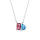 1 - Arika 1.10 ctw Emerald Shape Pink Tourmaline with Pear Shape Blue Topaz Toi Et Moi Women Pendant Necklace 