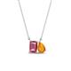 1 - Arika 1.00 ctw Emerald Shape Pink Tourmaline with Pear Shape Citrine Toi Et Moi Women Pendant Necklace 