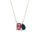 1 - Arika 1.10 ctw Emerald Shape Pink Tourmaline with Pear Shape London Blue Topaz Toi Et Moi Women Pendant Necklace 