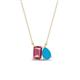 1 - Arika 0.85 ctw Emerald Shape Pink Tourmaline with Pear Shape Turquoise Toi Et Moi Women Pendant Necklace 