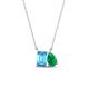 1 - Arika 1.03 ctw Emerald Shape Blue Topaz with Pear Shape Created Emerald Toi Et Moi Women Pendant Necklace 