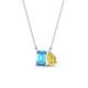 1 - Arika 1.15 ctw Emerald Shape Blue Topaz with Pear Shape Created Yellow Sapphire Toi Et Moi Women Pendant Necklace 