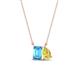 1 - Arika 1.15 ctw Emerald Shape Blue Topaz with Pear Shape Created Yellow Sapphire Toi Et Moi Women Pendant Necklace 