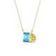 1 - Arika 1.15 ctw Emerald Shape Blue Topaz with Pear Shape Created Yellow Sapphire Toi Et Moi Women Pendant Necklace 