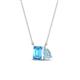 1 - Arika 1.05 ctw Emerald Shape Blue Topaz with Pear Shape Aquamarine Toi Et Moi Women Pendant Necklace 