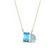 1 - Arika 1.05 ctw Emerald Shape Blue Topaz with Pear Shape Aquamarine Toi Et Moi Women Pendant Necklace 