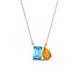1 - Arika 1.10 ctw Emerald Shape Blue Topaz with Pear Shape Citrine Toi Et Moi Women Pendant Necklace 