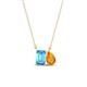 1 - Arika 1.10 ctw Emerald Shape Blue Topaz with Pear Shape Citrine Toi Et Moi Women Pendant Necklace 