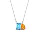 1 - Arika 1.10 ctw Emerald Shape Blue Topaz with Pear Shape Citrine Toi Et Moi Women Pendant Necklace 