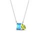 1 - Arika 1.20 ctw Emerald Shape Blue Topaz with Pear Shape Peridot Toi Et Moi Women Pendant Necklace 