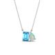 1 - Arika 0.95 ctw Emerald Shape Blue Topaz with Pear Shape Opal Toi Et Moi Women Pendant Necklace 