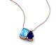 3 - Arika 1.15 ctw Emerald Shape Blue Topaz with Pear Shape Created Blue Sapphire Toi Et Moi Women Pendant Necklace 