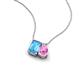 3 - Arika 1.15 ctw Emerald Shape Blue Topaz with Pear Shape Created Pink Sapphire Toi Et Moi Women Pendant Necklace 