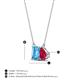 4 - Arika 1.15 ctw Emerald Shape Blue Topaz with Pear Shape Created Ruby Toi Et Moi Women Pendant Necklace 