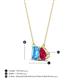 4 - Arika 1.15 ctw Emerald Shape Blue Topaz with Pear Shape Created Ruby Toi Et Moi Women Pendant Necklace 