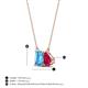 4 - Arika 1.15 ctw Emerald Shape Blue Topaz with Pear Shape Created Ruby Toi Et Moi Women Pendant Necklace 