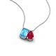 3 - Arika 1.15 ctw Emerald Shape Blue Topaz with Pear Shape Created Ruby Toi Et Moi Women Pendant Necklace 