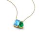 3 - Arika 1.03 ctw Emerald Shape Blue Topaz with Pear Shape Created Emerald Toi Et Moi Women Pendant Necklace 