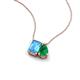3 - Arika 1.03 ctw Emerald Shape Blue Topaz with Pear Shape Created Emerald Toi Et Moi Women Pendant Necklace 