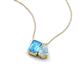 3 - Arika 1.05 ctw Emerald Shape Blue Topaz with Pear Shape Aquamarine Toi Et Moi Women Pendant Necklace 